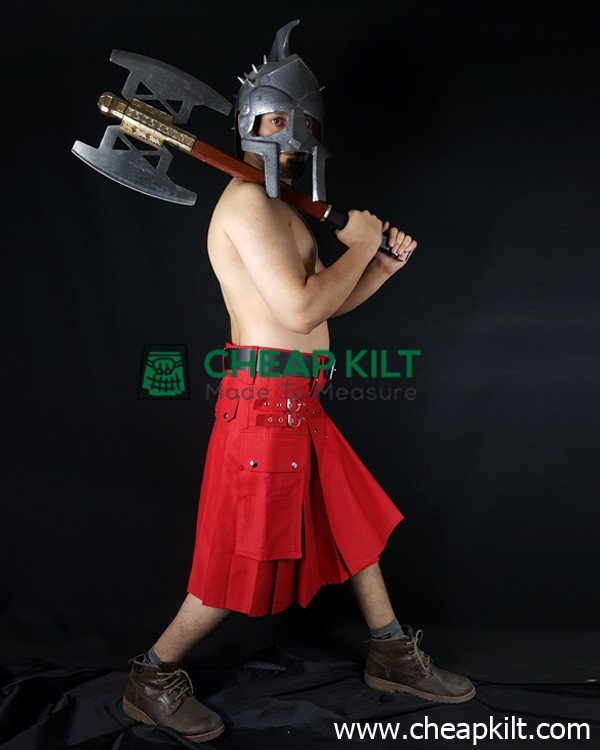 Red Utility Kilt - Spartan Style Kilt - Cheap Kilt