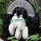 Black Rabbit Fur Sporran - White Tassels Sporran - Cheap Kilt