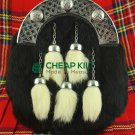 Black Rabbit Fur Sporran - Sporrans with Tassels - Cheap Kilt