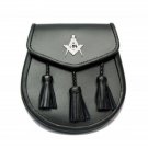 Black Leather Sporran - Semi Dress Sporran - CheapKilt