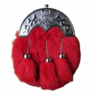Full Dress Rabbit Fur Sporran | Rabbit Fur Red Sporran | Cheap Kilt