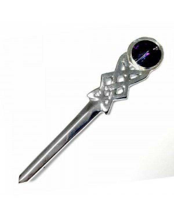 Chrome Finish Kilt Pin | Scottish Kilt Pin with Purple Stone | Cheap Kilt