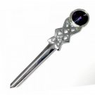 Chrome Finish Kilt Pin | Scottish Kilt Pin with Purple Stone | Cheap Kilt