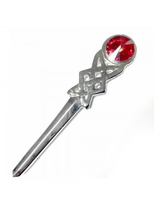 Design Chrome Finish Kilt Pin | Kilt Pin With Red Stone | Cheap Kilt