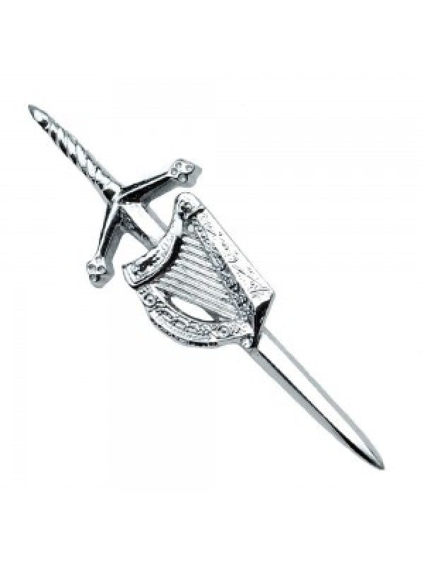 Irish Celtic Harp Kilt Pin | Chrome Finish Weddig | Cheap Kilt