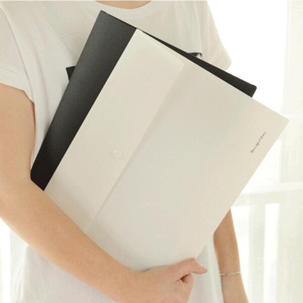 "Black & White" Document File Folder Pack of 4 Big Pocket Waterproof Plastic Bag