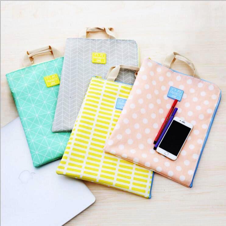 "Just Candy" 1pc Document Case Study Bag Big Size File Folder Pocket Canvas Zip