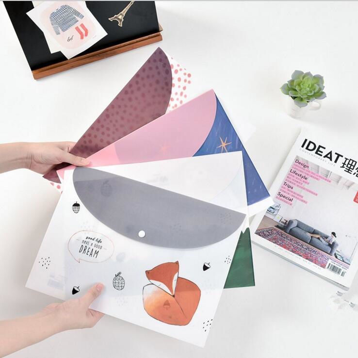 "Sweet Dream" File Folder Pack of 4 One Layer A4 Cute Plastic Document Study Bag