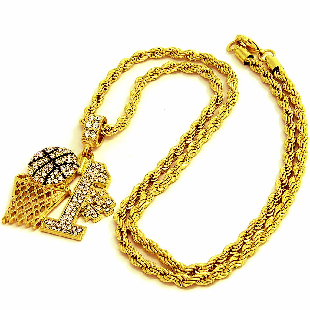 New 14k Yellow Gold Plated 24in Basketball #1 Baller Rope Chain ...