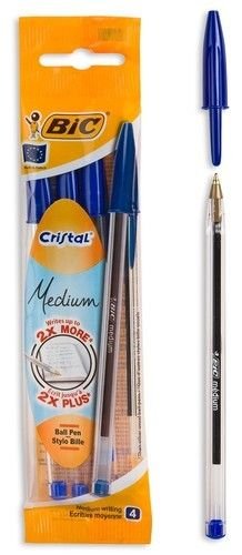BIC CRISTAL FINE BALL PEN BLUE INK COLOR FINE WRITING PACK OF 4 PENS