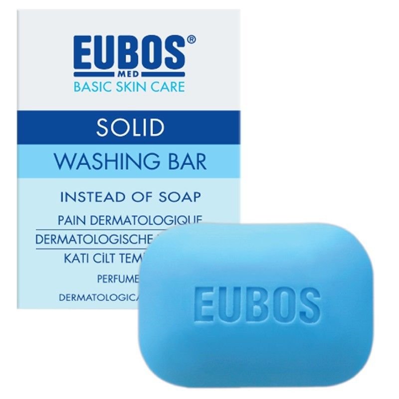 EUBOS MED SOLID BLUE PERFUME FREE WASHING BAR SOAP CLEANING FACE & BODY 125gr
