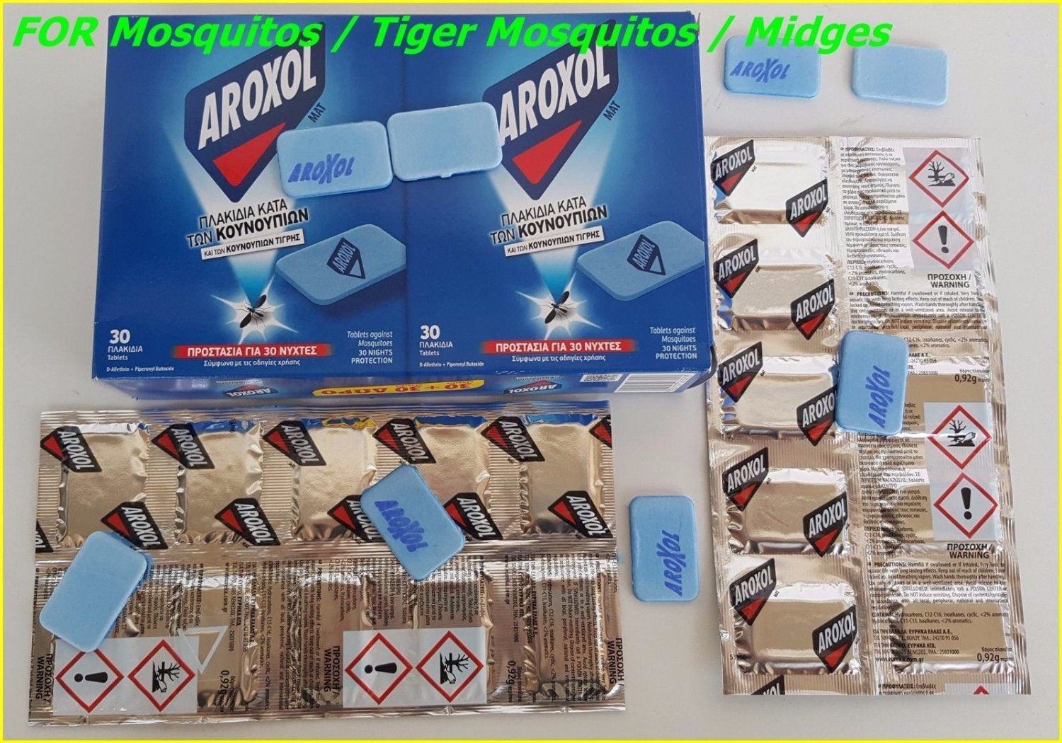 Mosquito (Tiger) INSECT FLIES BITE REPELLENT AROXOL - Mat Tablets Refills X 10