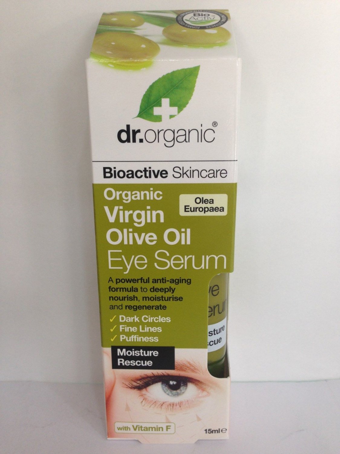 DR ORGANIC Virgin Olive Oil EYE SERUM 15ml. Anti Wrinkle, Reduces Under