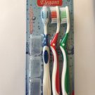 Elegant Toothbrush Antimicrobial Medium Soft Gentle Family Oral Brush X 3