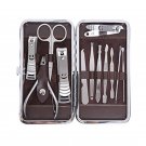 12 Piece Stainless Steel Personal Manicure Kit Pedicure Set Nail Cleaning Tools
