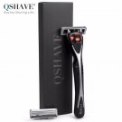 Qshave 6 Blade Razor Shaver for Man Swivel Ball Technology 1 Handle + 2 Blades