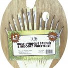 Wooden Art And Painting Palette With Set Of 12 Brushes Color Painting Paint Set