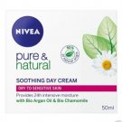 Nivea Pure & Natural Soothing Day Cream 50ml Dry to Sensitive Skin Or For Normal