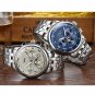 Etanche a l'eau 3BAR rondes en acier inoxydable Montre homme automatique