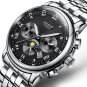 Etanche a l'eau 3BAR rondes en acier inoxydable Montre homme automatique