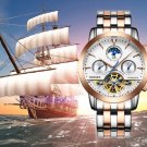 BINGER Automatic Moon Phase Sapphire Crystal Stainless Steel Men's Watch