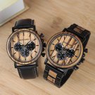 MEN WATCH WITH WOOD AND STAINLESS STEEL OR LEATHER BAND LUXURY FASHION