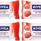 NIVEA STRAWBERRY SCENT & MILK PROTEINS TOILET BAR CARE SOAP 4 X 90gr SOAPS