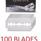 Qshave Double Edge Safety Straight Razor Blades Made in USA, 100 Titanium Blades