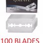 Qshave Double Edge Safety Straight Razor Blades Made in USA, 100 Titanium Blades