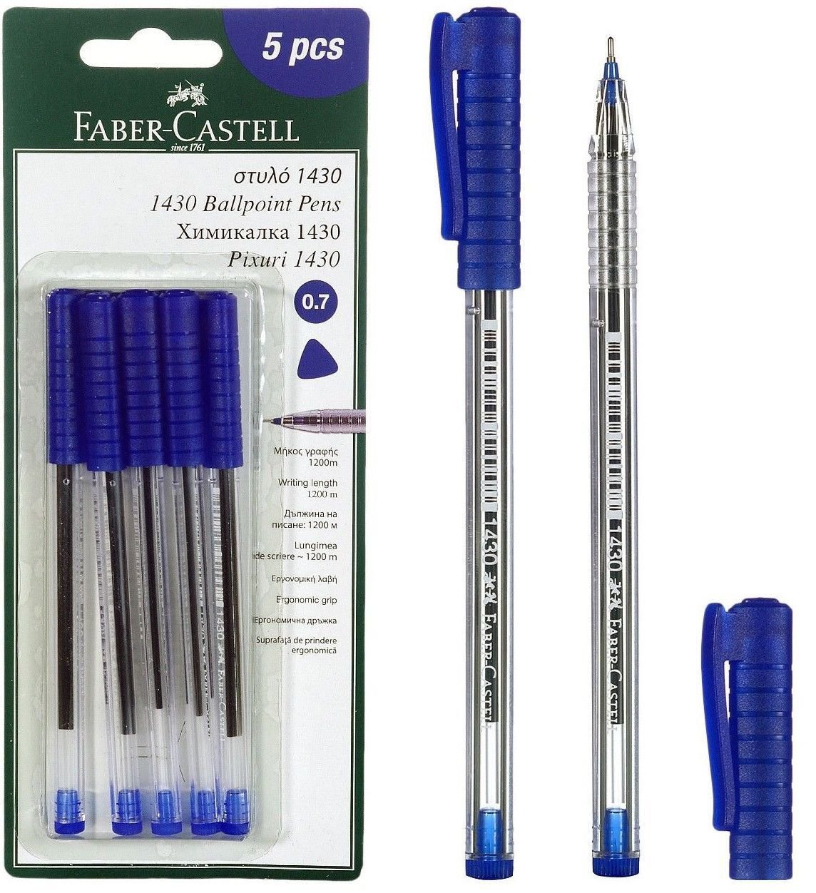 FABERCASTELL 1430 BALL POINT BLUE INK PEN 5 X 2 TOTAL 10 PENS IN A