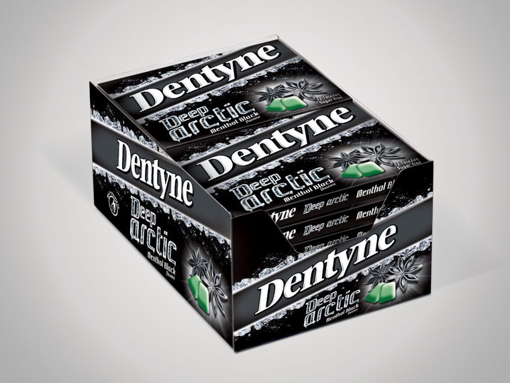 DENTYNE DEEP ARCTIC MENTHOL BLACK SUGAR FREE Gum 12 ct X 12 PK 144 pieces FRESH