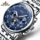 Etanche a l'eau 3BAR rondes en acier inoxydable Montre homme Watch automatique
