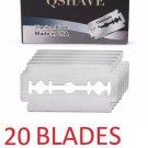 Qshave Double Edge Safety Straight Razor Blades Made in USA, 20 Titanium Blades