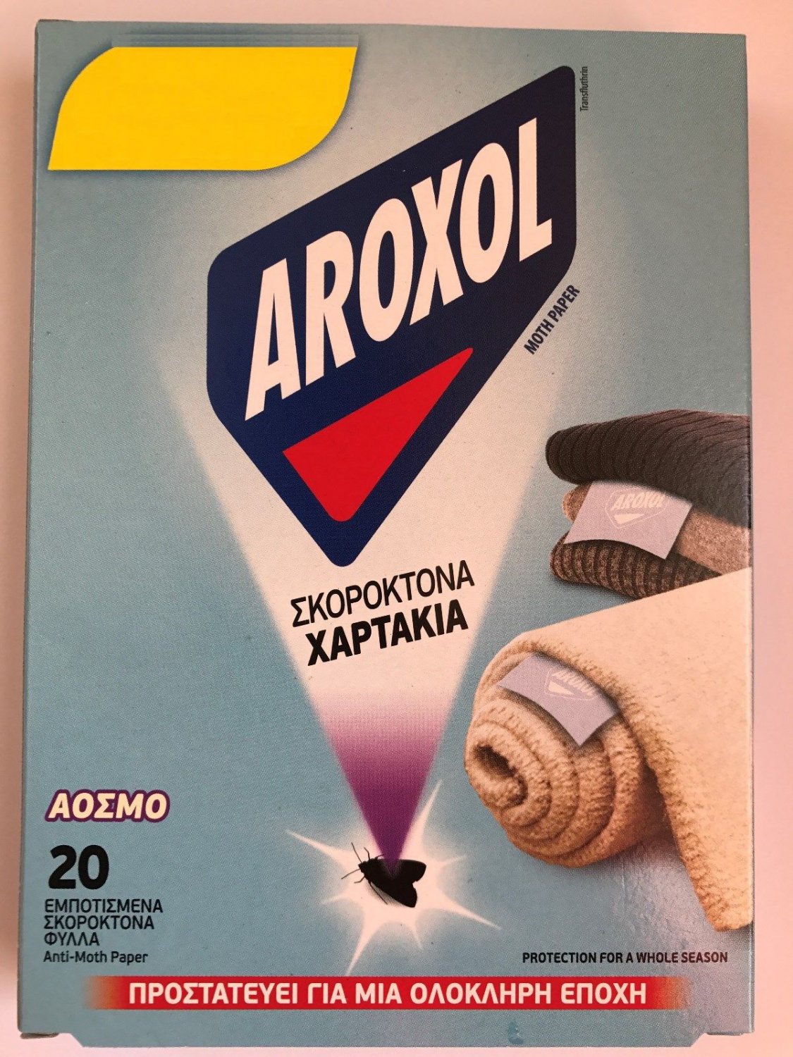 AROXOL RAID ANTI CLOTH MOTH KILLER PAPER ODORLESS 20 Pieces LAST FOR 6 MONTHS
