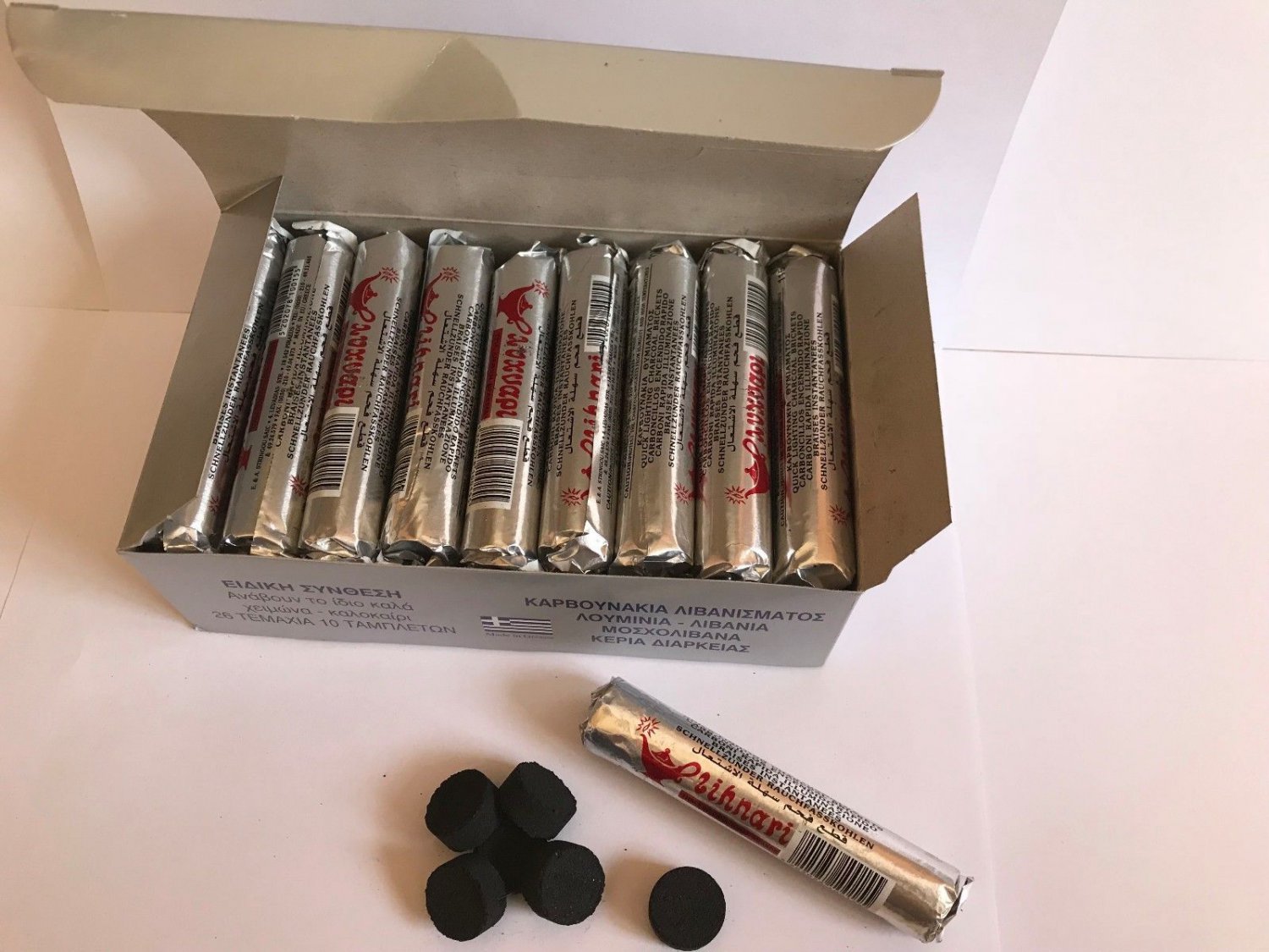 GREEK QUICK LIGHTING CHARCOAL TABLETS INCENSE COAL DISC 10 Pcs Per Roll