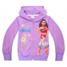 Moana Cosplay Hoodie Girl's Princess Moana Cartoon Printed Hoodie Jacket Coat Purple