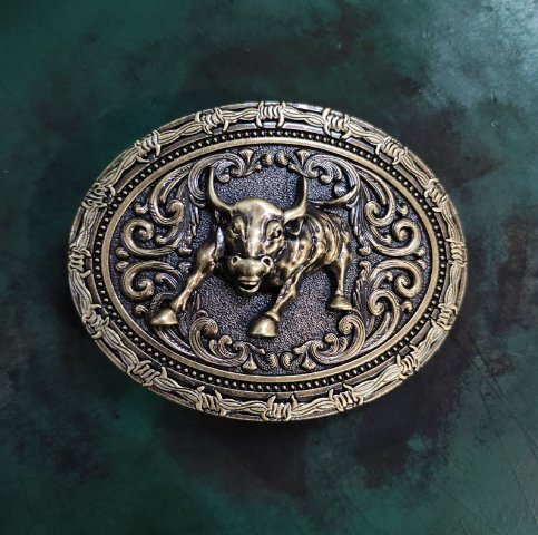 Floral Pattern Bull Head Cowboy Belt Buckle Boucle De Ceinture