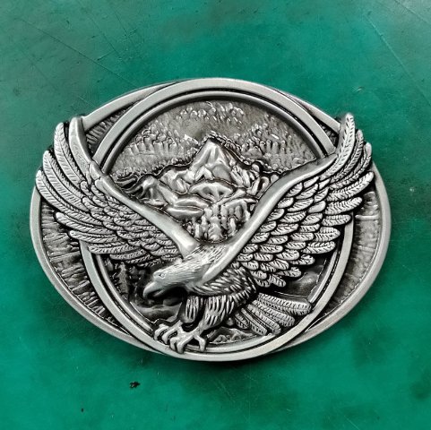 Fashion Men's Oval 3D Silver Fly Eagle Metal Cowboy Belt Buckle