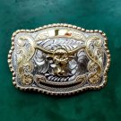 Big Size Lace Flower Gold Bull Head Cowboy Metal Belt Buckle For Men's Jeans Belt Head