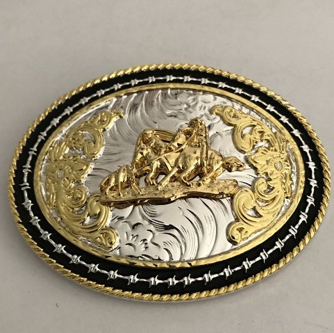 1 Pcs Lace Gold Horse Rider Western Cowboy Metal Belt Buckle