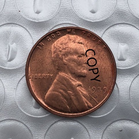 US Coin 1939-D Lincoln Head One Cent Copy Coin