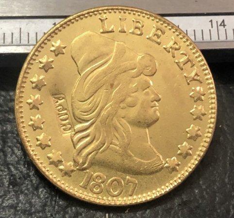 1807 US TURBAN HEAD $5 24K gold plated Dollar coin copy ( Eagle and Shield On Reverse)