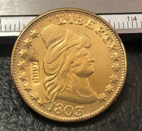 1803 US TURBAN HEAD $5 24K gold plated Dollar coin copy ( Eagle and Shield On Reverse)