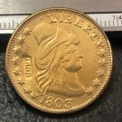 1803 US TURBAN HEAD $5 24K gold plated Dollar coin copy ( Eagle and Shield On Reverse)