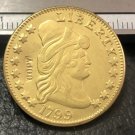 1799 US TURBAN HEAD $5 24K gold plated Dollar coin copy ( Eagle and Shield On Reverse)