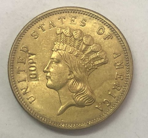 US Coin 1863 US $3 gold dollar Gold copy Coin