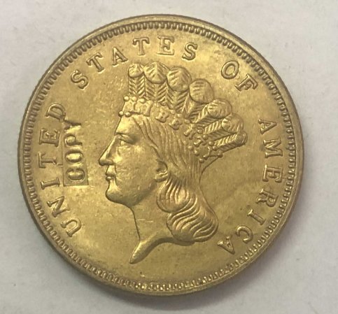 US Coin 1860 US $3 gold dollar Gold copy Coin