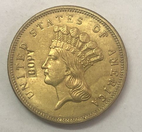US Coin 1854-D US $3 gold dollar Gold copy Coin