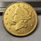 1857 United States LIBERTY HEAD (NO MOTTO ON REVERSE) $20 Gold Plated Copy Coin