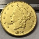 1856 United States LIBERTY HEAD (NO MOTTO ON REVERSE) $20 Gold Plated Copy Coin